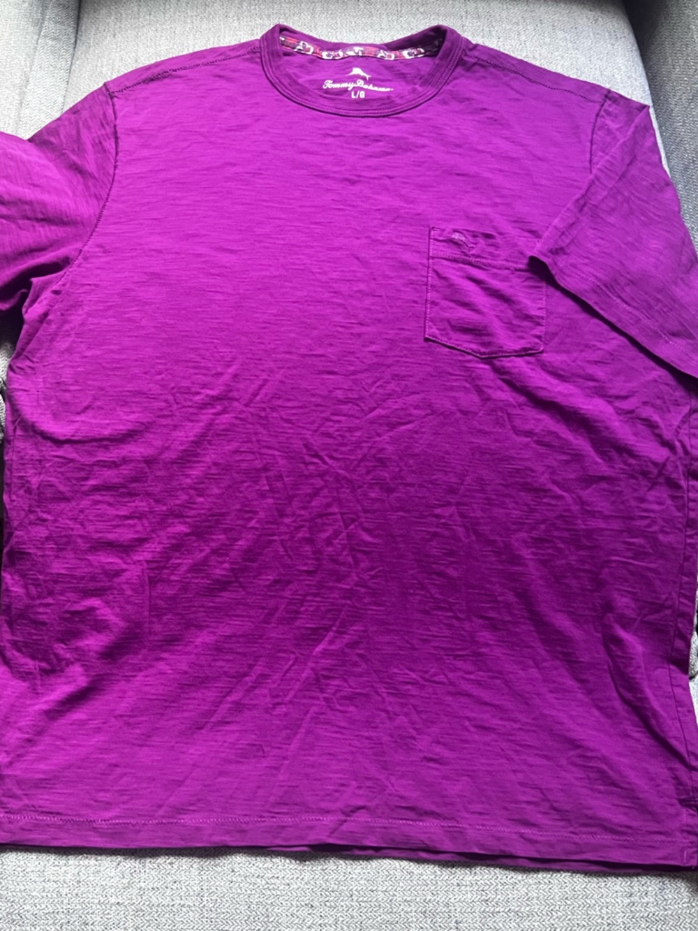 Tommy Bahama Long Sleeve Pocket Tee in Bright Magenta